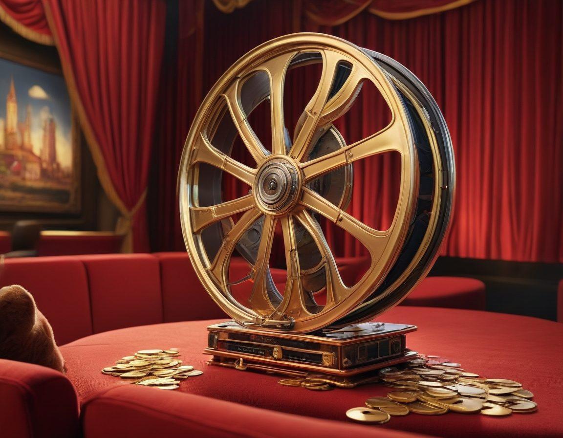 An artistic representation of a film reel unraveling, revealing iconic adult cinematic scenes and diverse characters intertwined in a sophisticated narrative. Include elements symbolizing storytelling, such as a quill and ink, blending with modern technology like a camera and editing software. The background should be a dimly lit theater that conveys an intimate, mature atmosphere. Emphasize rich, warm colors to evoke a sense of depth and complexity. super-realistic. vibrant colors. cinematic style.